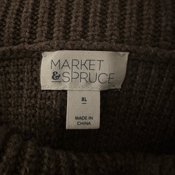 MARKET & SPRUCE Brown Cowl Neck Waffle Stitch Sweater Size XL Great Cond. - Picture 9 of 12
